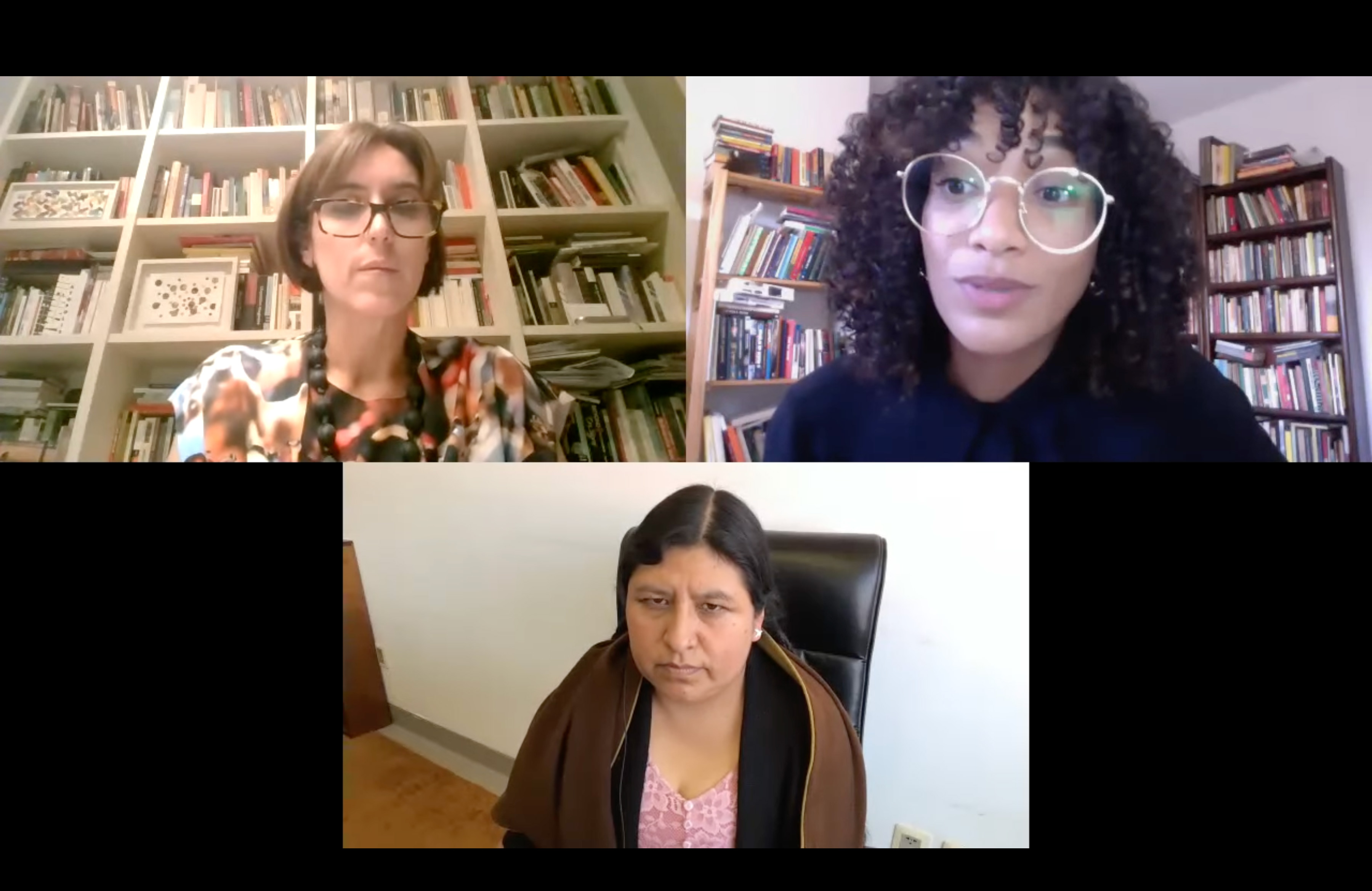 3 people on a video call having a conversation