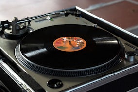 A vinyl record player